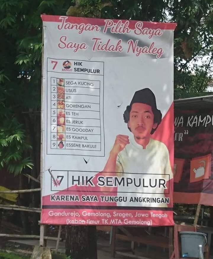 spanduk dikira nyaleg (twitter.com/nocontextwarung)