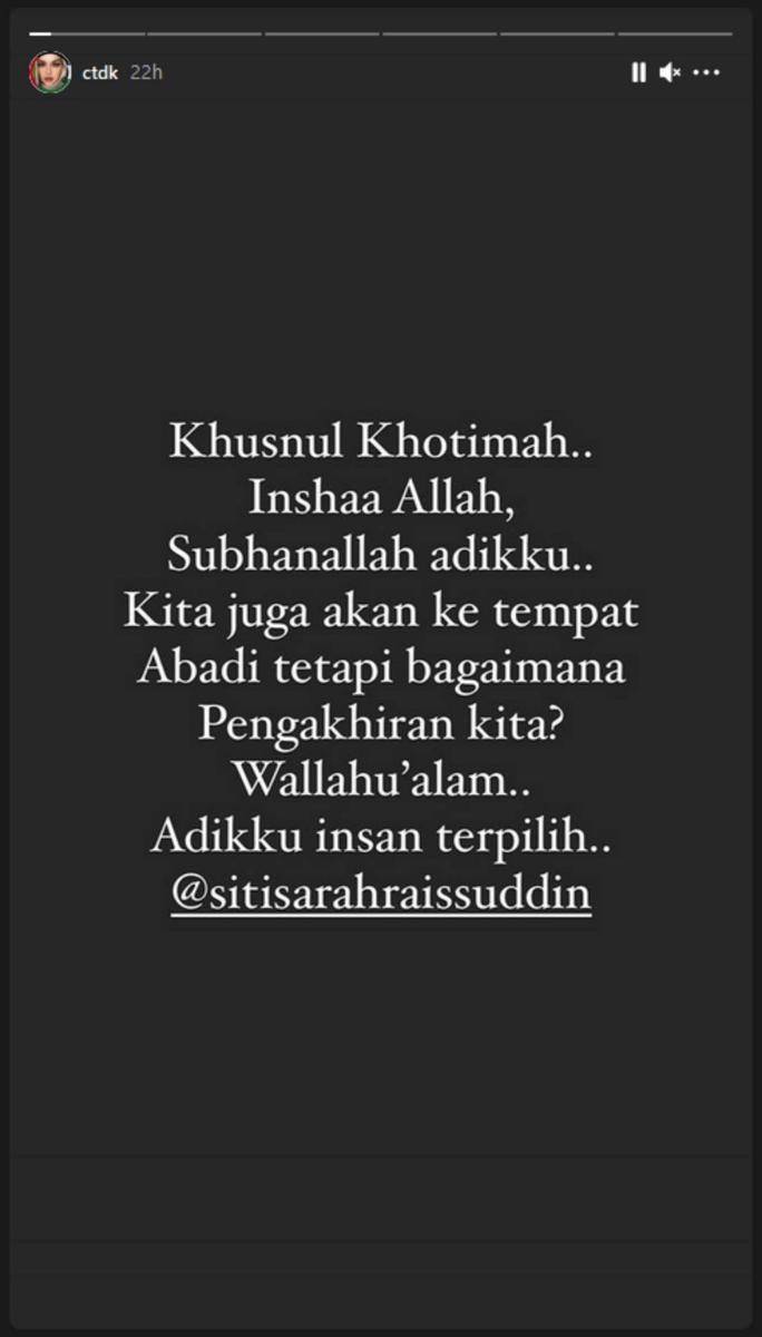 Siti Sarah meninggal dunia (Instagram.com/ctdk/)