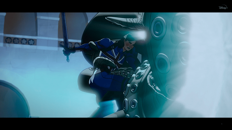 Captain Carter mendorong Champion of HYDRA. (Dok. Marvel Studio/What If...?)