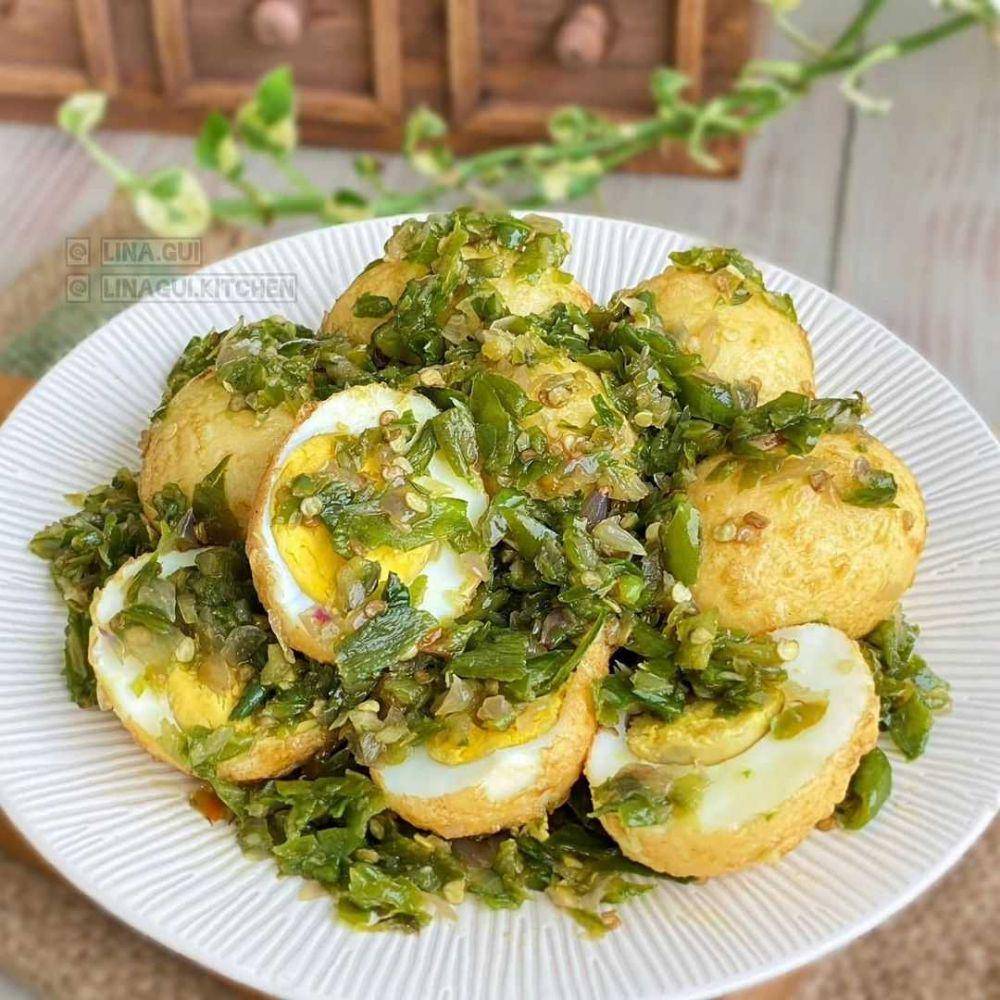 potret hidangan telur sambal hijau (Instagram.com/kumpulan resep.masakan)