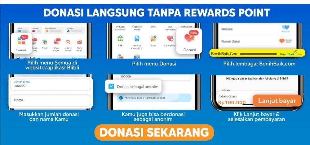 Donasi langsung tanpa tukar poin (IDN Times/Blibli)