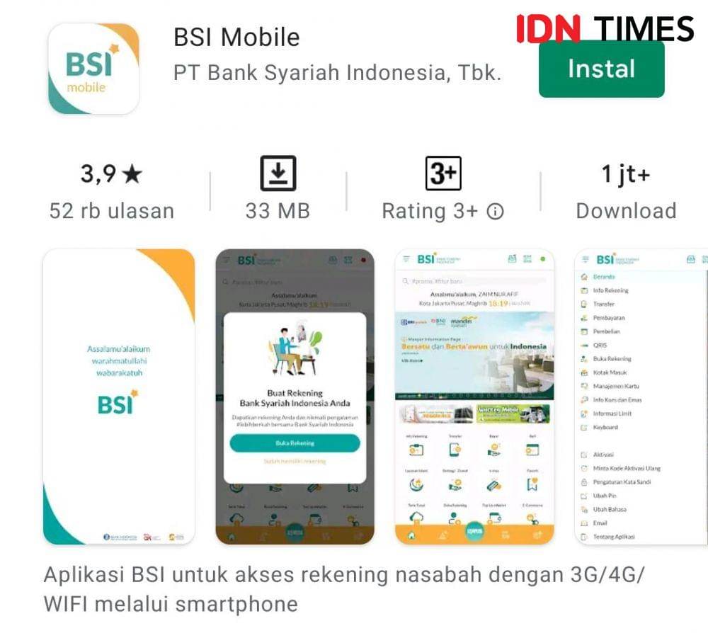 Tangkapan Layar Aplikasi BSI Mobile (IDN Times/Masdalena Napitupulu)