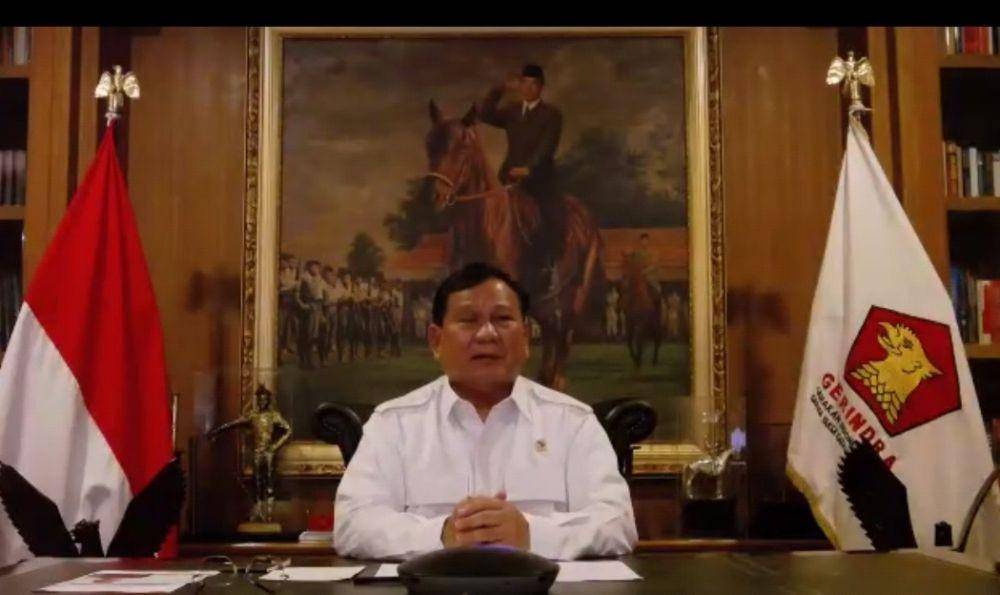Ketua Umum Partai Gerindra, Prabowo Subianto ketika memberikan pidato kebangsaan di acara HUT ke-50 CSIS (Tangkapan layar YouTube CSIS)