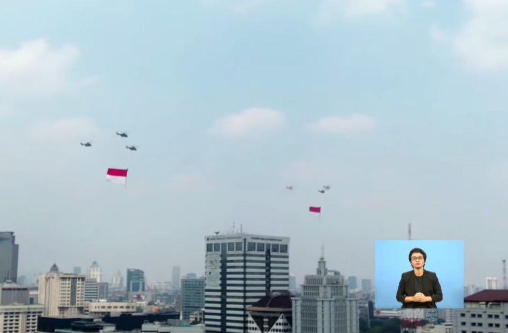 [BREAKING] 6 Helikopter TNI AU Kibarkan Merah Putih Raksasa