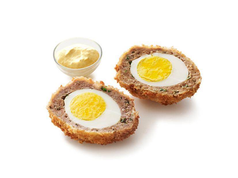 ilustrasi scotch eggs with mustard sauce (foodnetwork.com/Robert Irvine)