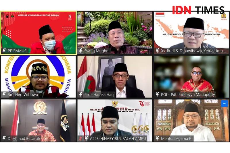 Webinar Kebangsaan Lintas Agama. (IDN Times/Ilman)⁩