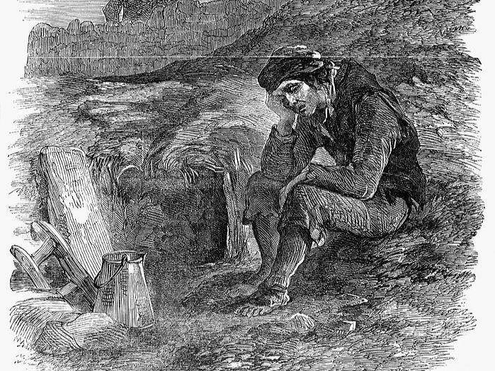 ilustrasi kelaparan besar Irlandia, ukiran dari koran Inggris tahun 1849 (fineartamerica.com)