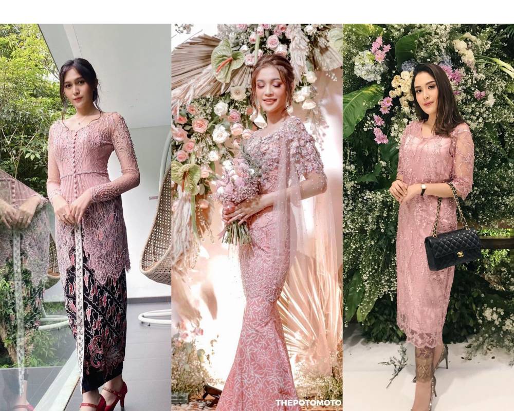 Kebaya berwarna pink. (instagram.com/denirawiraguna / instagram.com/andsur18 / instagram.com/askyfebrianti)