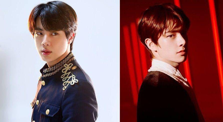 dari kiri ke kanan: Jin BTS dan Jake ENHYPEN (facebook.com/bangtan.official | twitter.com/BELIFTLAB)