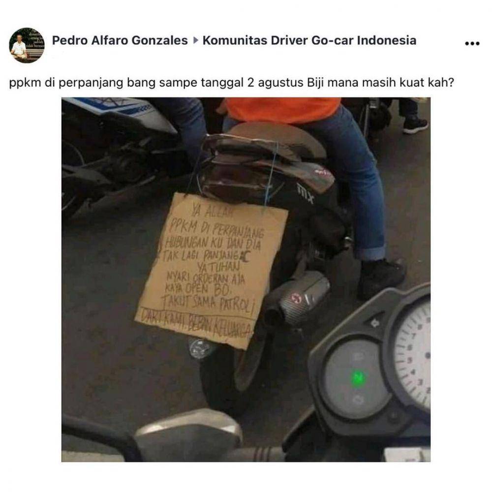 Ojol kena dampak PPKM. (instagram.com/dramaojol.id)