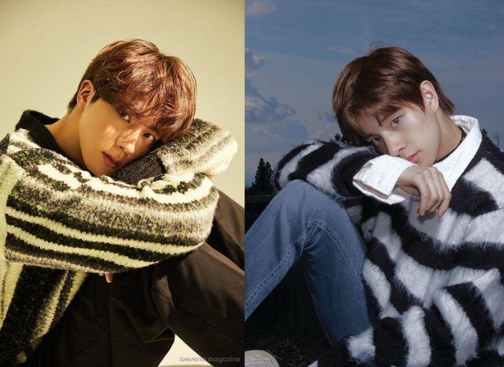 dari kiri ke kanan: Jin BTS dan Jake ENHYPEN (magazine.weverse.io | facebook.com/BELIFTLAB)