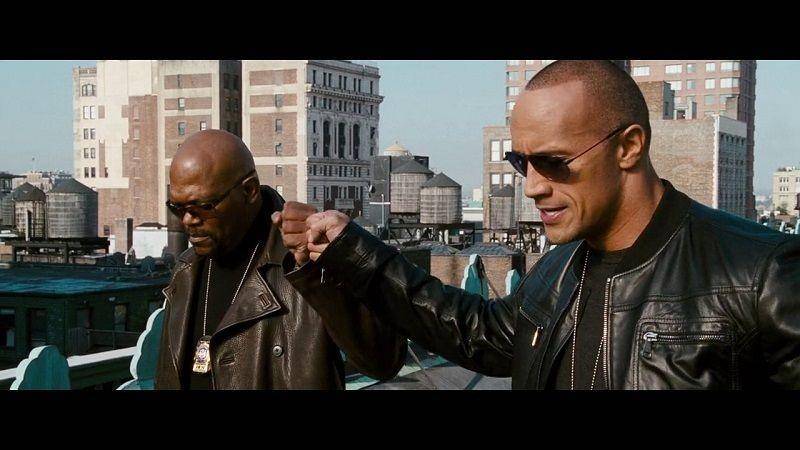 Samuel L. Jackson (kiri) dan Dwayne Johnson (kanan). Dok. Sony Pictures