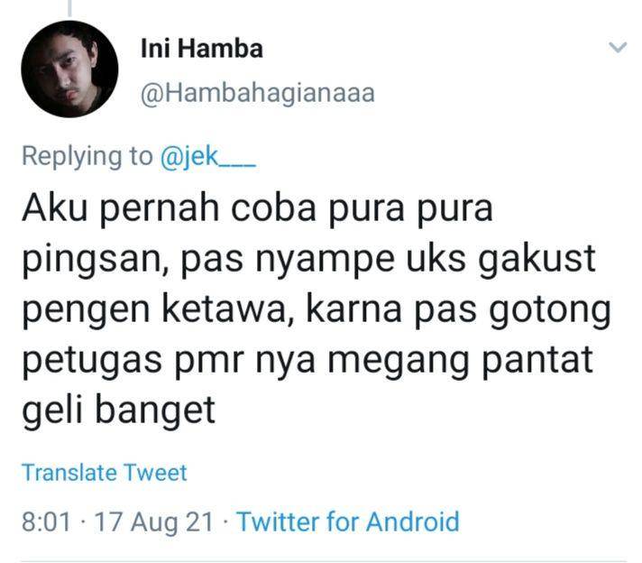 cerita warganet saat pura-pura pingsan (tangkapanlayartwitter/inihamba)