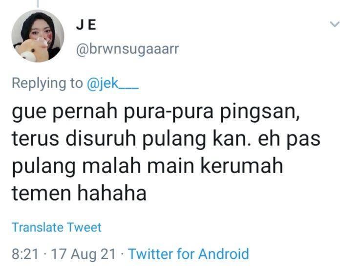 cerita warganet saat pura-pura pingsan (tangkapanlayartwitter/je)