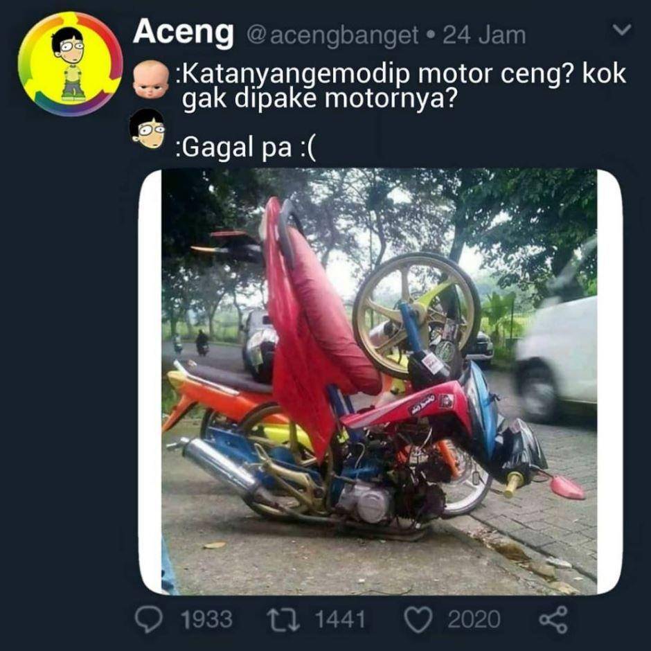 meme modifikasi motor (instagram.com/acengbanget)