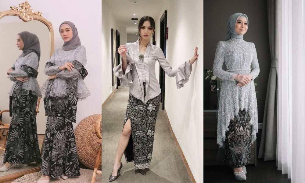 inspirasi kebaya abu-abu dan rok batik (berbagai sumber)