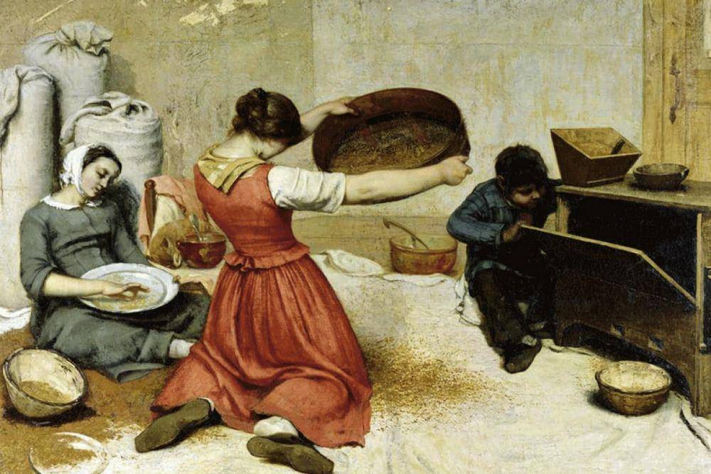 lukisan The Wheat Sifters oleh Gustave Courbet (theartist.me)