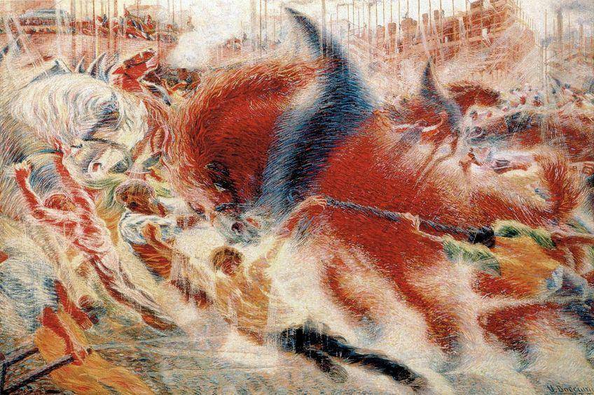lukisan La città che sale oleh Umberto Boccioni (artincontext.org)
