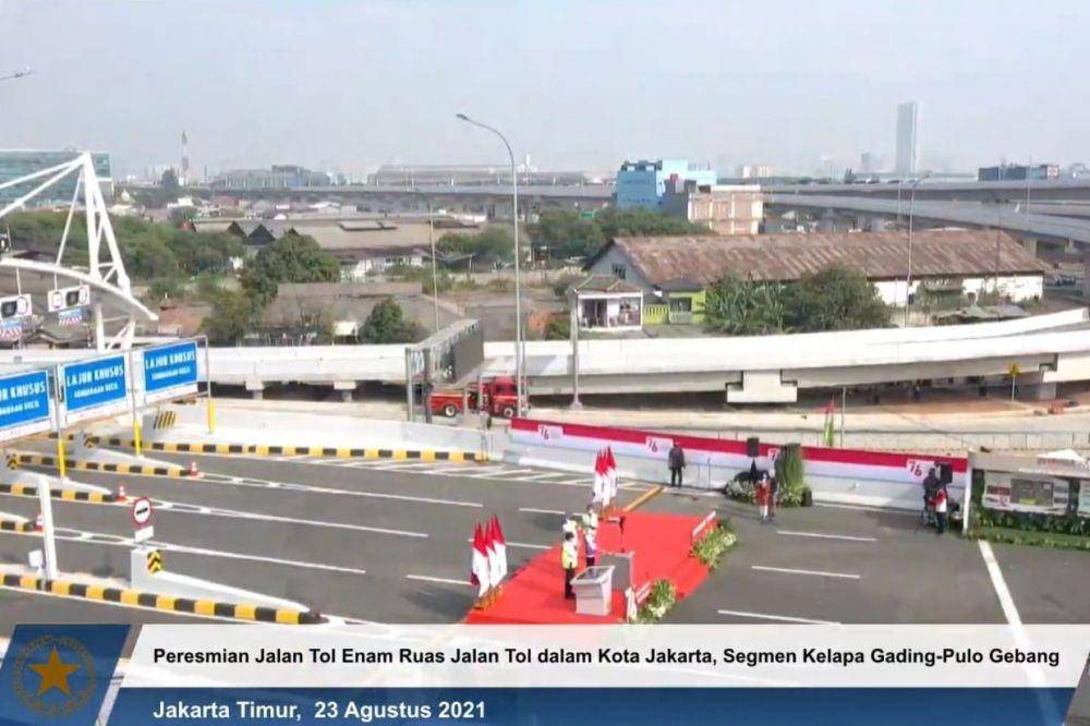 Presiden Jokowi meresmikan jalan tol enam ruas dalam kota, segmen Kelapa Gading-Pulo Gebang (youtube.com/Sekretariat Presiden)