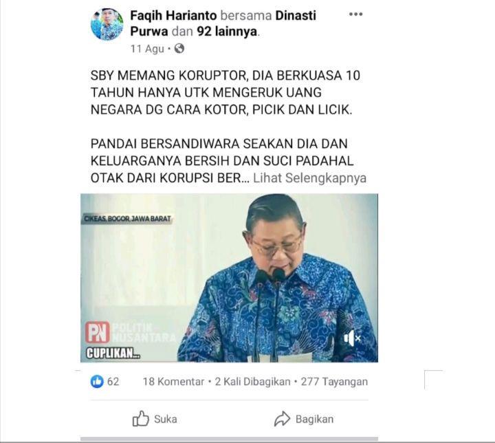 Demokrat Laporkan Pemilik Akun Facebook Penghina SBY