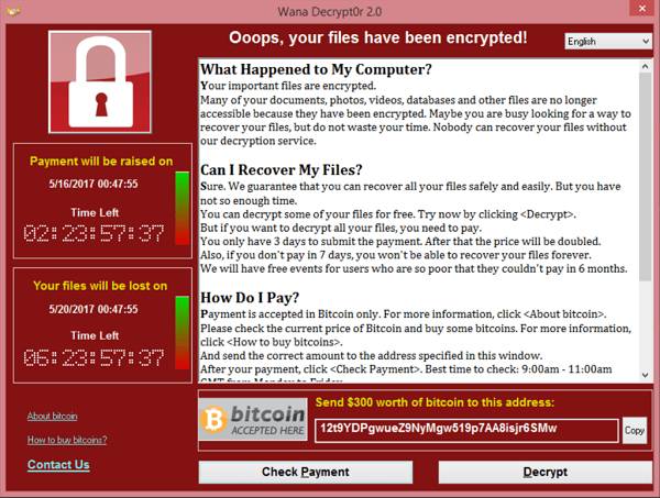 Tampilan komputer yang terserang oleh WannaCry (dok. Securelist)