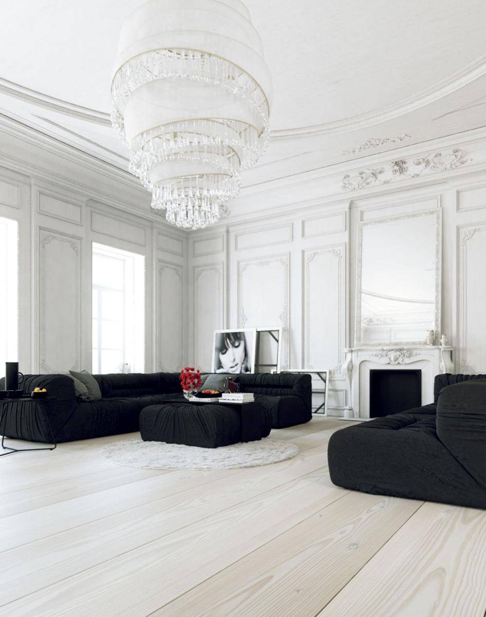 ruang tamu monokrom (home-designing.com)