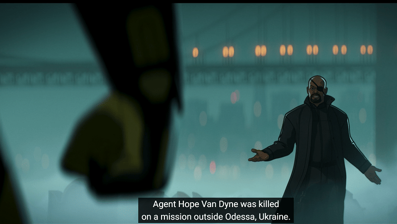 Nick Fury menjelaskan soal Hope Van Dyne. Dok. Marvel Studios