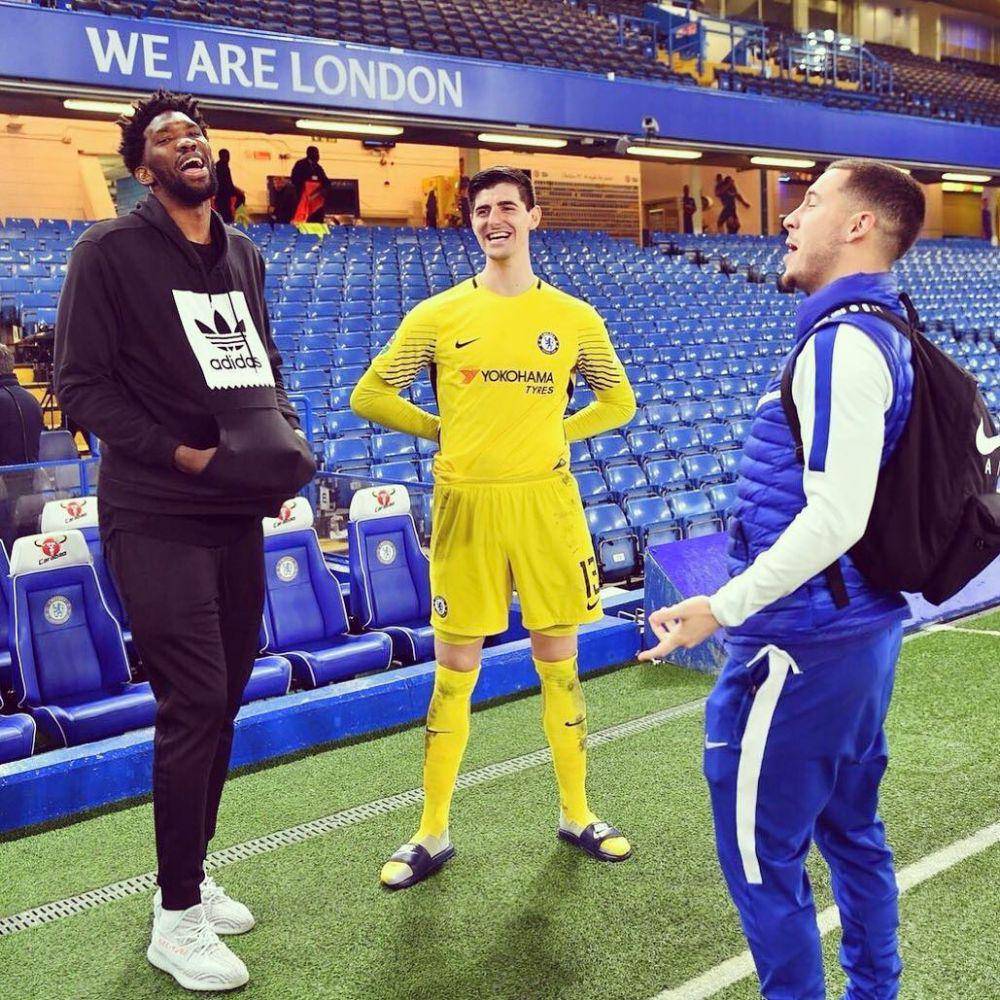 Joel Embiid , Thibaut Courtois, dan Eden Hazard (instagram.com/joelembiid)