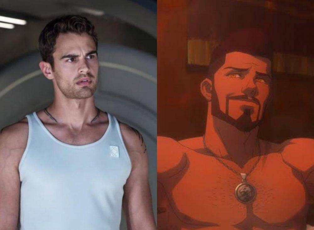 kolase Theo James dan Vesemir (instagram.com/thedivergentseries | dok. Netflix/The Witcher: Nightmare of the Wolf)