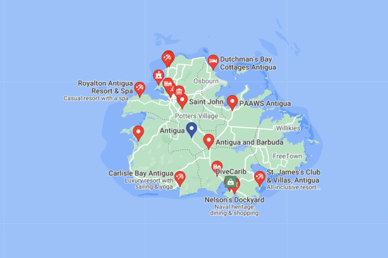 Peta Antigua dan Barbuda (Google Map)