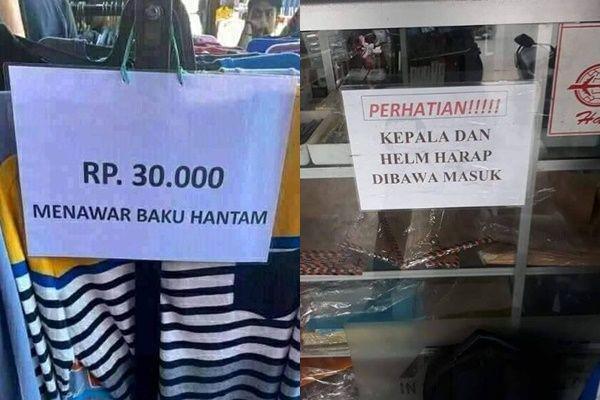 tulisan peringatan absurd (twitter.com/nocontextwarung)