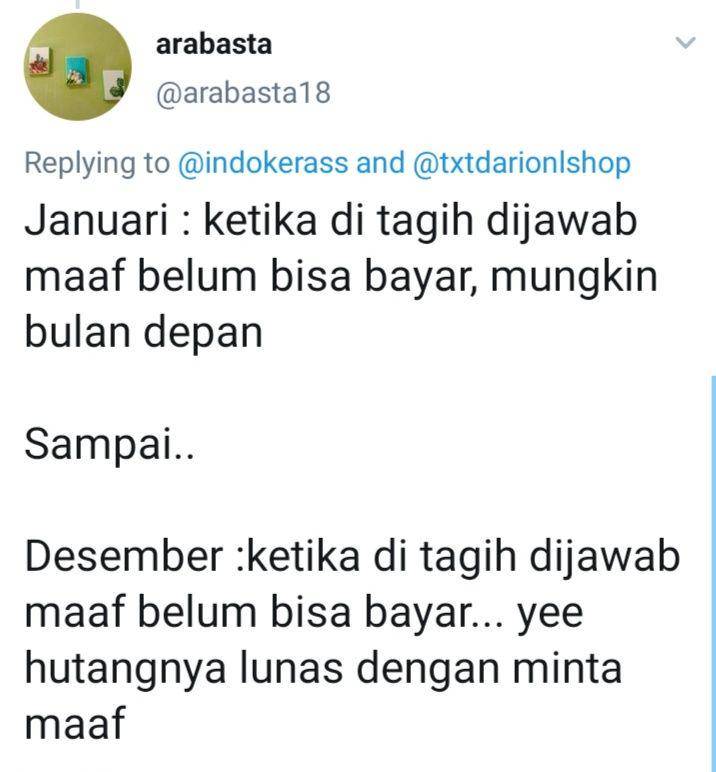 cerita warganet terkait utang (twitter.com/arabasta)