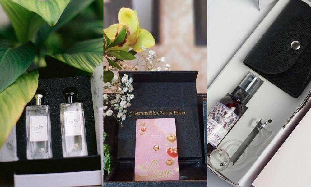 Suvenir pernikahan Lesti Kejora dan Rizky Billar. (Instagram.com/lanoya.perfumery | Instagram.com/minigold.co.id | Instagram.com/tmade__)