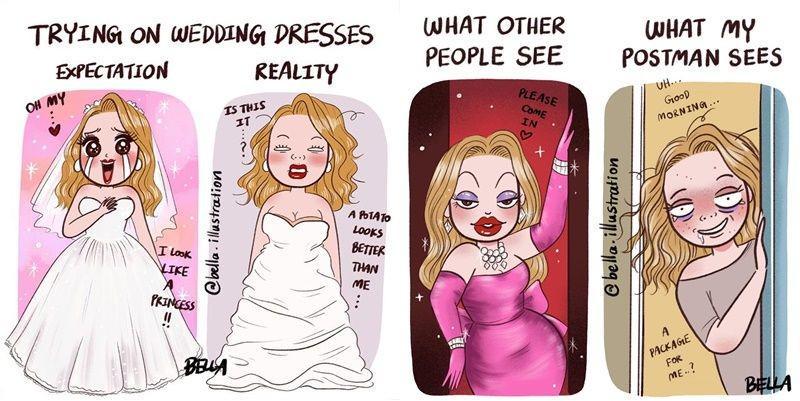 9 Ilustrasi Ekspektasi vs. Realita Cewek Sehari-hari