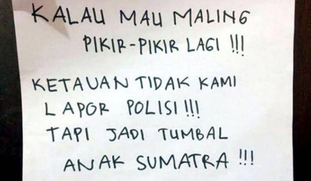 tulisan dilarang maling (Instagram.com/receh.id)