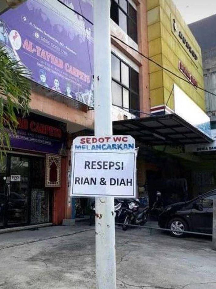 petunjuk arah tempat pernikahan kocak (instagram.com/receh.id)