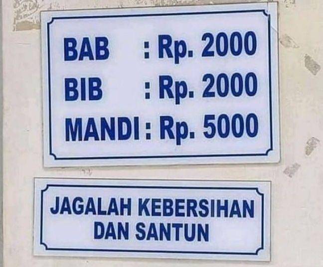 pengumuman tarif jasa kocak (instagram.com/sukijan)