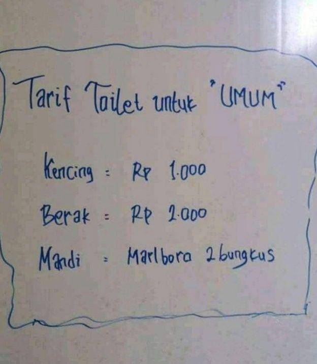 pengumuman tarif jasa kocak (instagram.com/recehtapiviral)