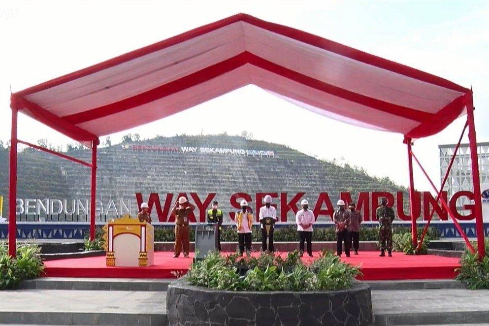 Presiden Jokowi resmikan Bendungan Way Sekampung di Lampung. (youtube.com/Sekretariat Presiden)