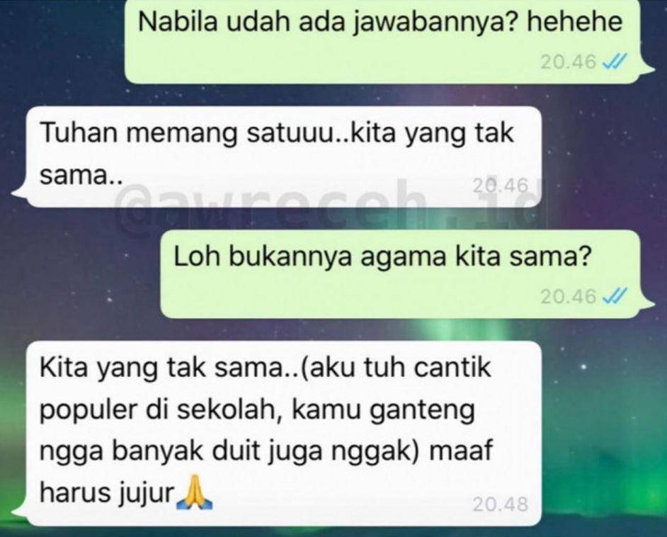 chat bertepuk sebelah tangan (instagram.com/awreceh.id)