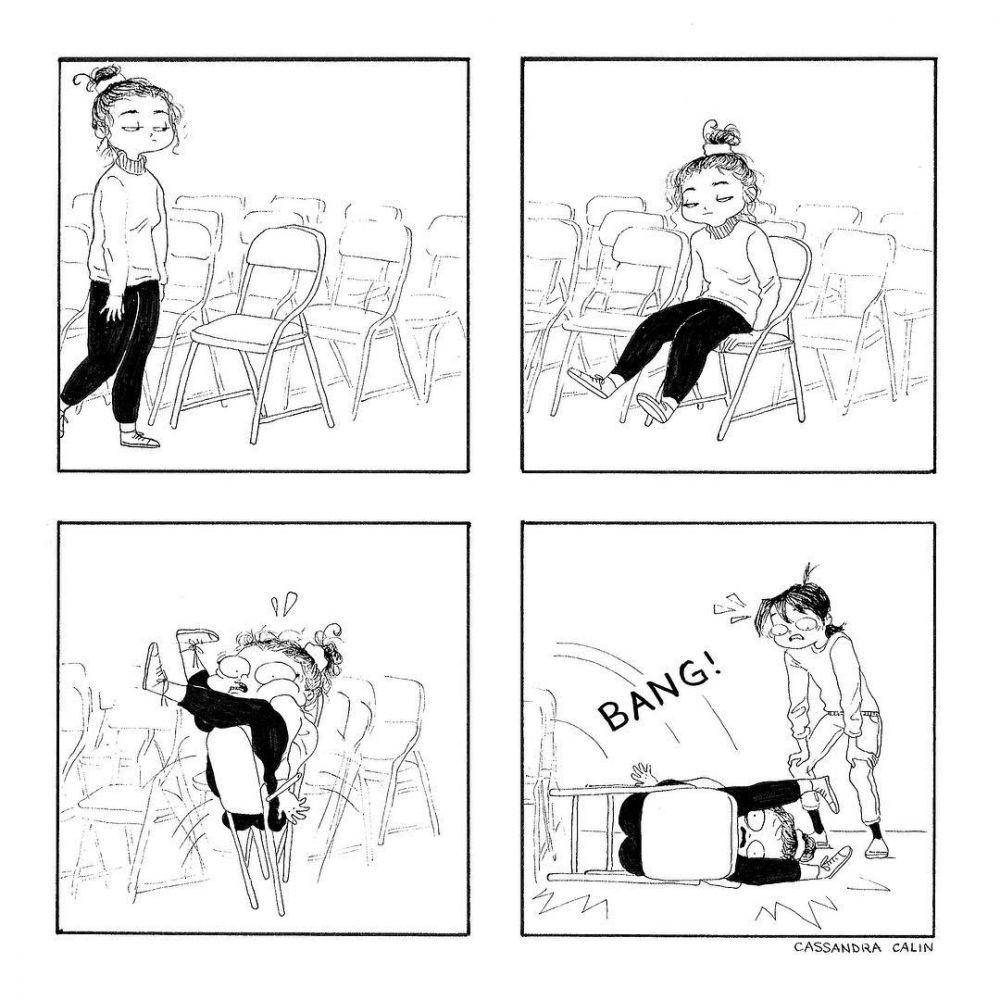 ilustrasi kelakuan konyol cewek sehari-hari (instagram.com/cassandracalin)