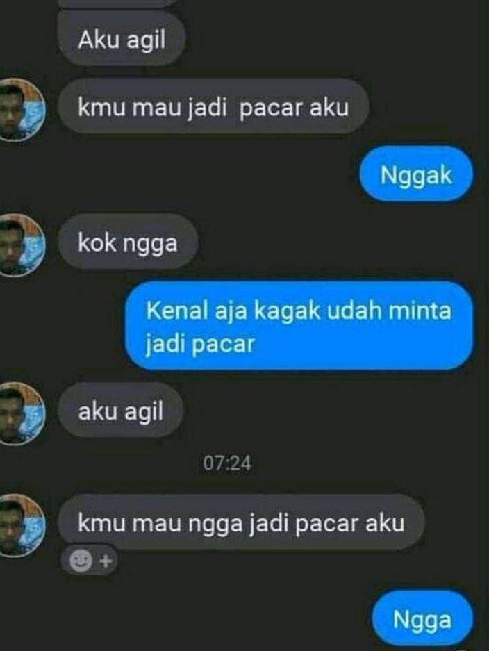 chat bertepuk sebelah tangan (instagram.com/receh.id)