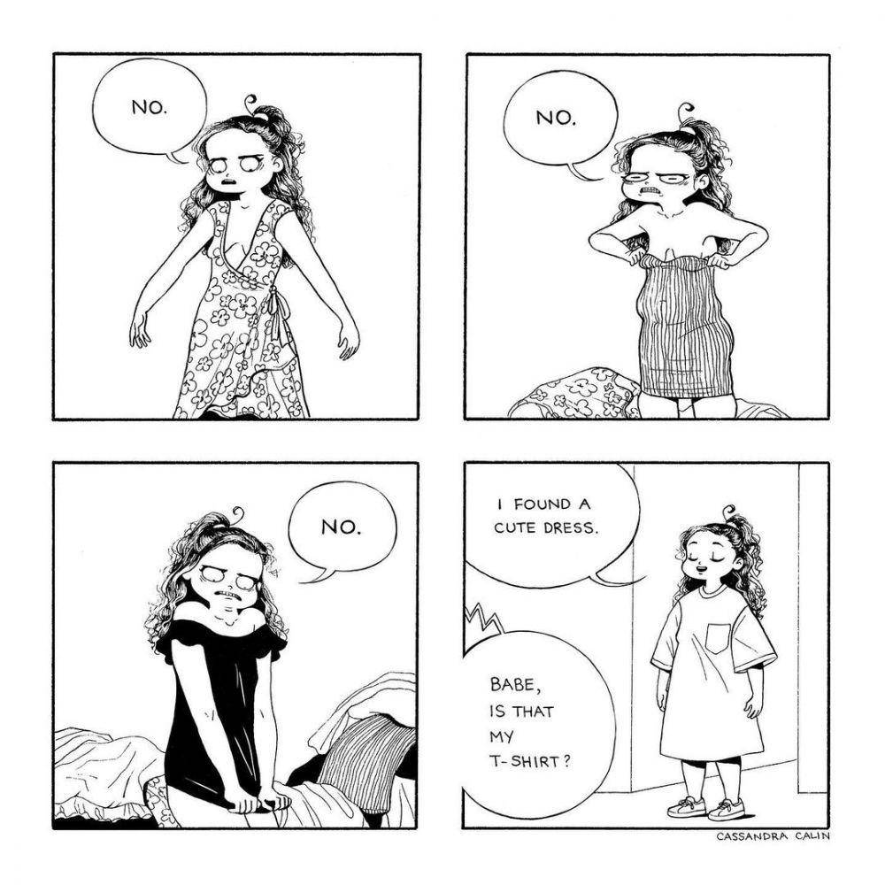 ilustrasi kelakuan konyol cewek sehari-hari (instagram.com/cassandracalin)