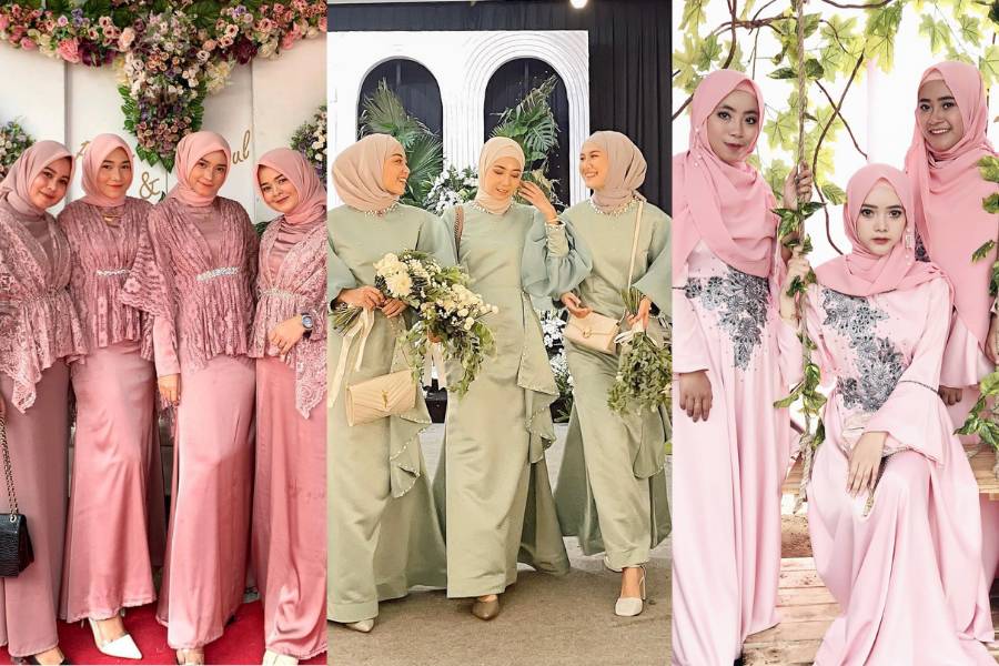 Inspirasi seragam bridesmaid hijab warna pastel (instagram.com/novarizki17 | instagram.com/meiraniap | instagram.com/nafisahfauziyyahh)