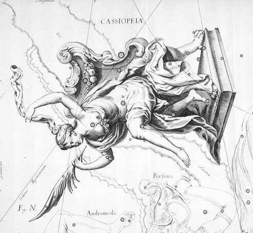 ilustrasi Cassiopeia (earthsky.org/Johannes Hevelius)