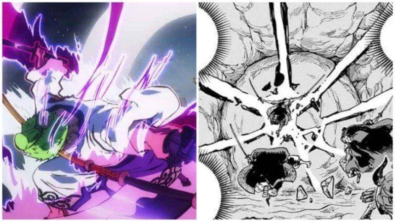 Teknik pedang Roronoa Zoro dan Ushimaru. Dok. Shueisha