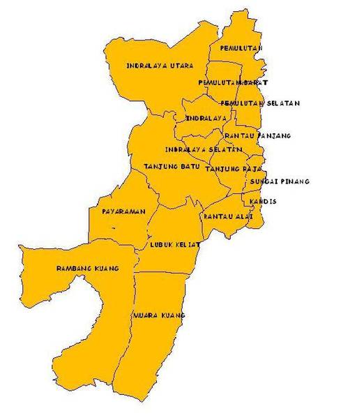 pembagian kecamatan di Ogan Ilir (id.wikipedia.org)