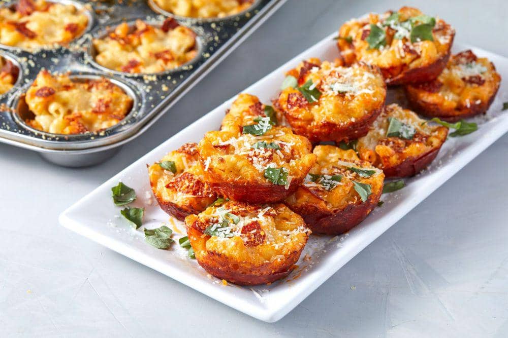 mac and cheese pizza bites (delish.com/Makinze Gore)
