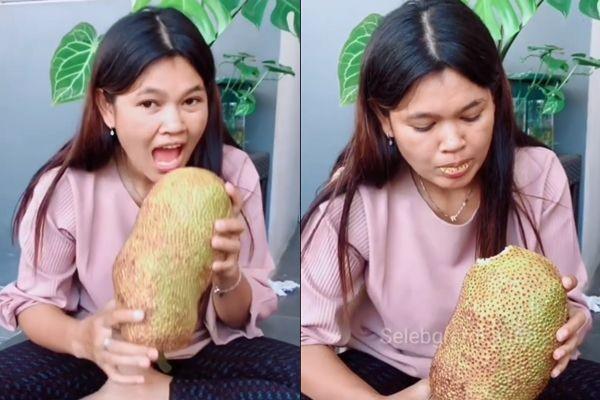 Cewek Ini Viral karena Review Buah Cempedak, Dimakan sama Kulitnya!