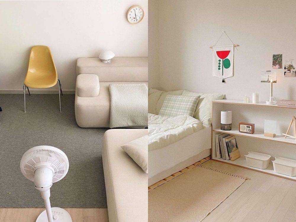 Ruang bernuansa putih gading (instagram.com/munito_official & instagram.com/roomnhome)